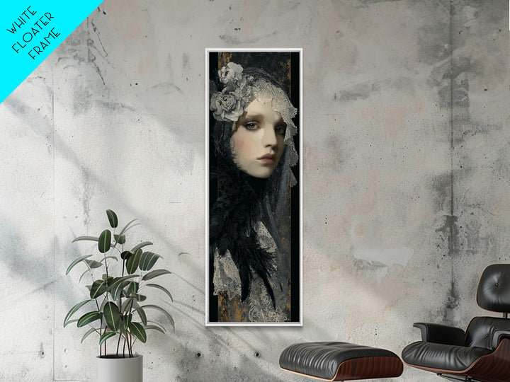 Gothic Woman Portrait Canvas Print, Dark Art, Original Art, Living Room Decor, Fine Art, Nocturne, Halloween Decoration, DAR-1x3-40