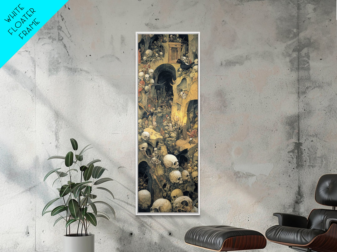 The Endless Catacombs, Medieval Grotesque Art, Tall Narrow Wall Art, Dark Halloween Decor, Canvas Print, Halloween Wall Art