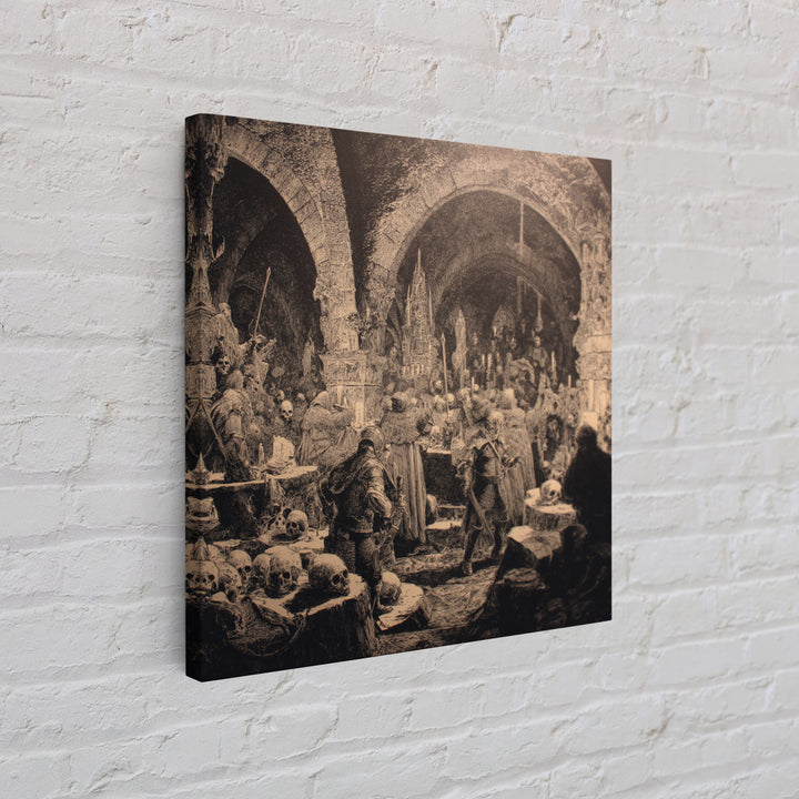 The Endless Catacombs, Renaissance Engraving Art, Square Wall Art, Dark Halloween Decor, Canvas Print, Halloween Wall Art