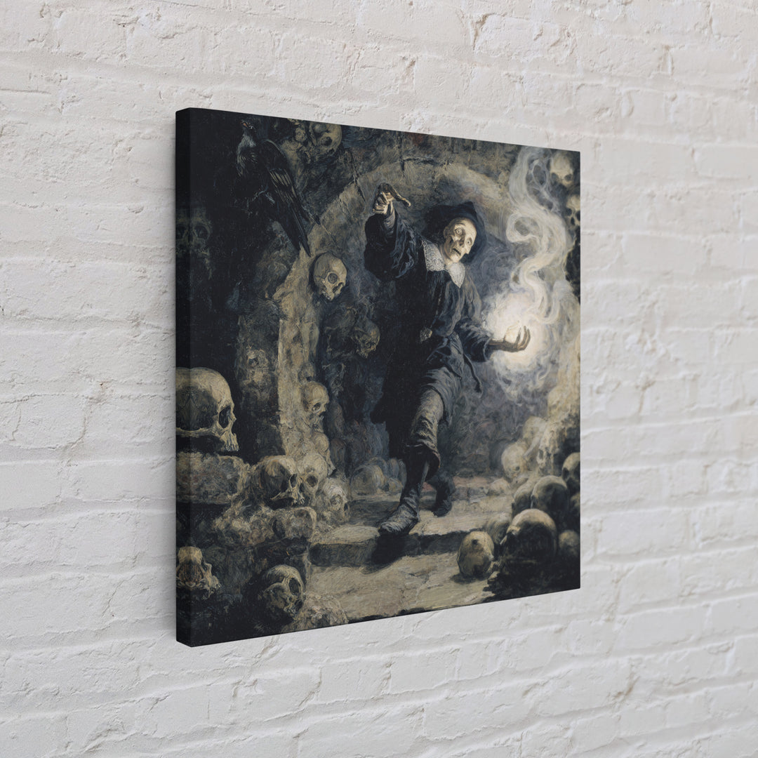 The Endless Catacombs, Danse Macabre Art, Square Wall Art, Macabre Wall Art, Framed Canvas Print, Halloween Wall Art