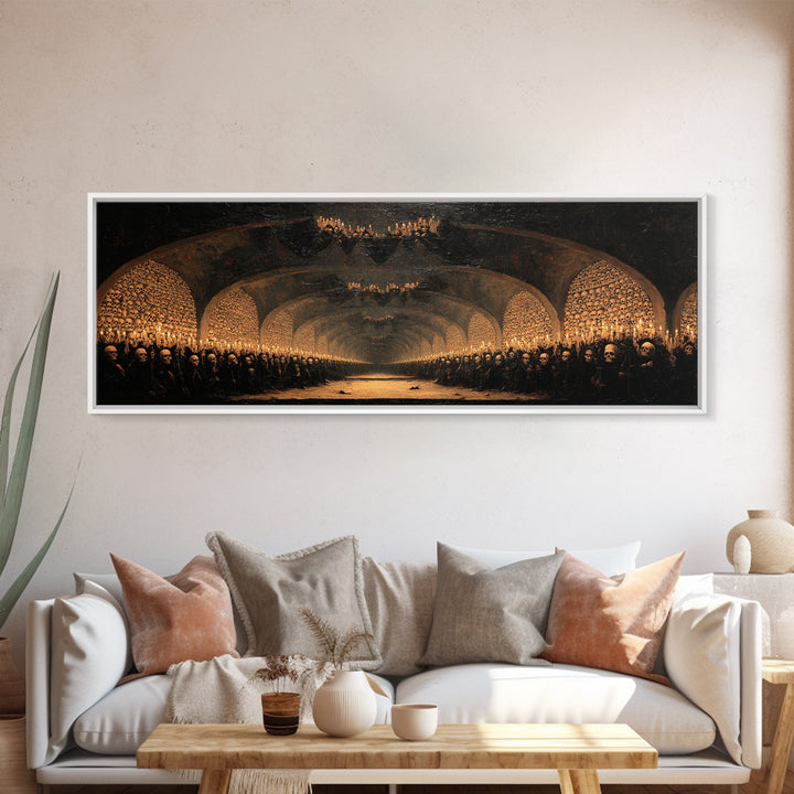 The Endless Catacombs, Dark Romantic Horror Art, Extra Wide Wall Art, Gothic Horror Wall Art, Framed Canvas Print, Halloween Wall Art