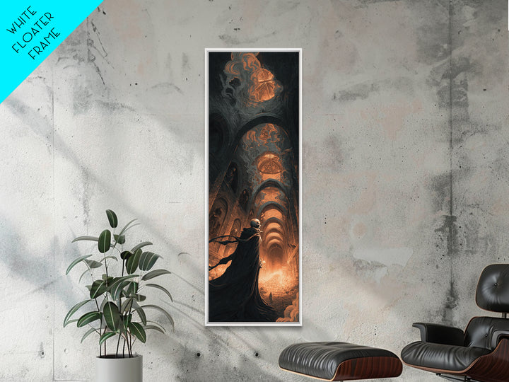 The Endless Catacombs, Apocalyptic Romantic Art, Tall Narrow Wall Art, Macabre Wall Art, Canvas Print, Halloween Wall Art, Halloween Decor