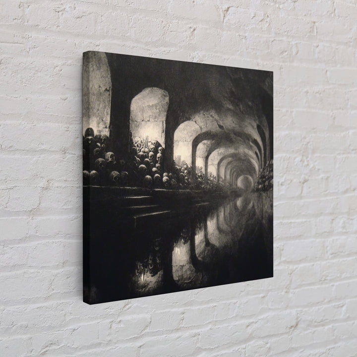 The Endless Catacombs, Symbolist Dream Art, Square Wall Art, Gothic Horror Wall Art, Framed Canvas Print, Halloween Wall Art