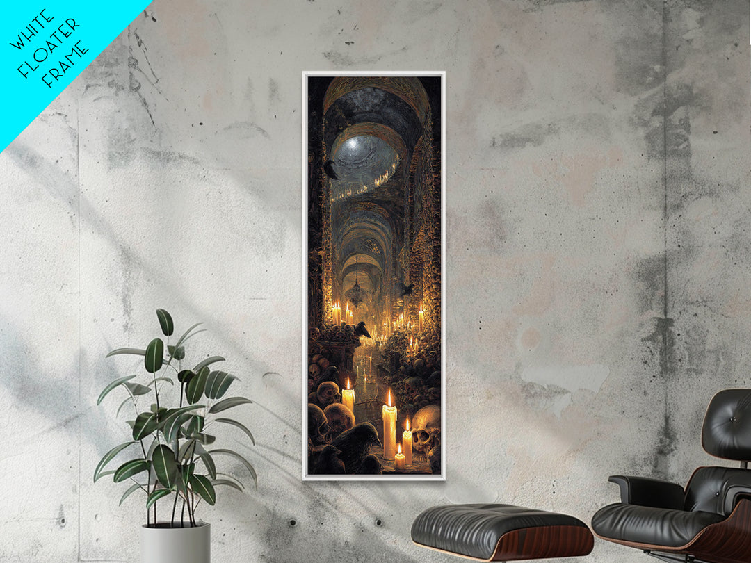 The Endless Catacombs, Ornate Symbolist Art, Tall Narrow Wall Art, Macabre Wall Art, Framed Canvas Print, Halloween Wall Art