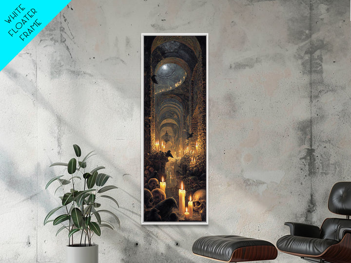 The Endless Catacombs, Ornate Symbolist Art, Tall Narrow Wall Art, Macabre Wall Art, Framed Canvas Print, Halloween Wall Art