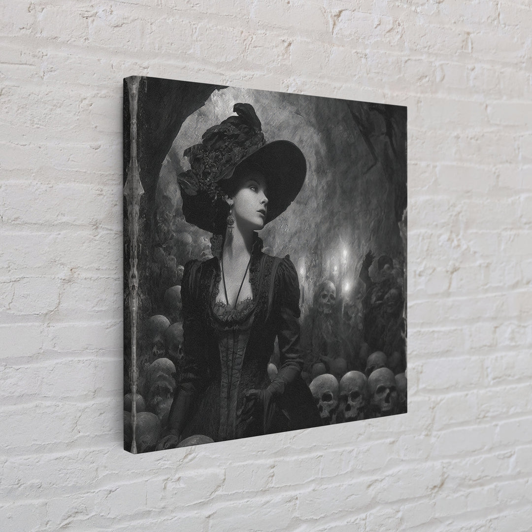 The Endless Catacombs, Decadent Gothic Art, Square Wall Art, Dark Halloween Decor, Framed Canvas Print, Halloween Wall Art