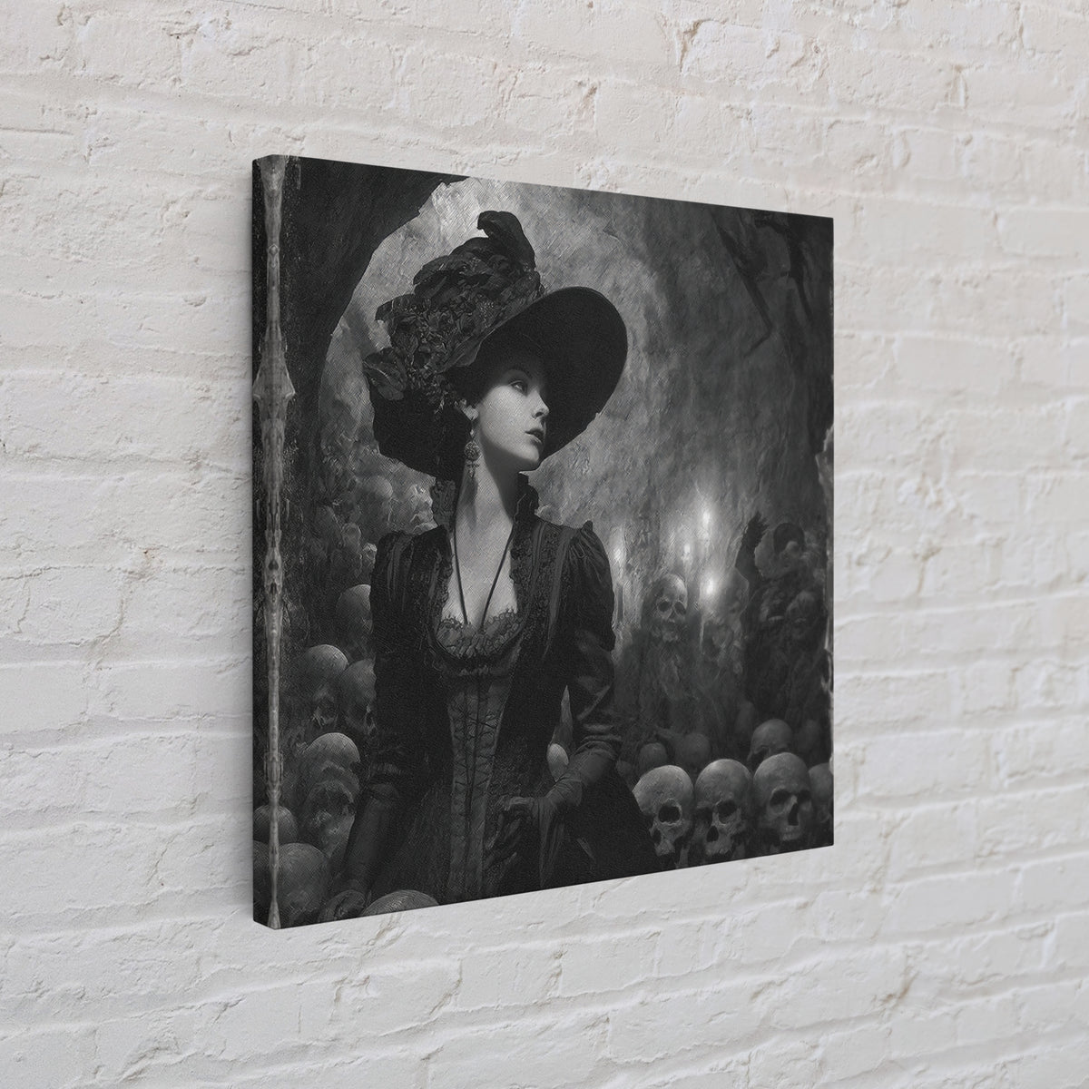 The Endless Catacombs, Decadent Gothic Art, Square Wall Art, Dark Halloween Decor, Framed Canvas Print, Halloween Wall Art