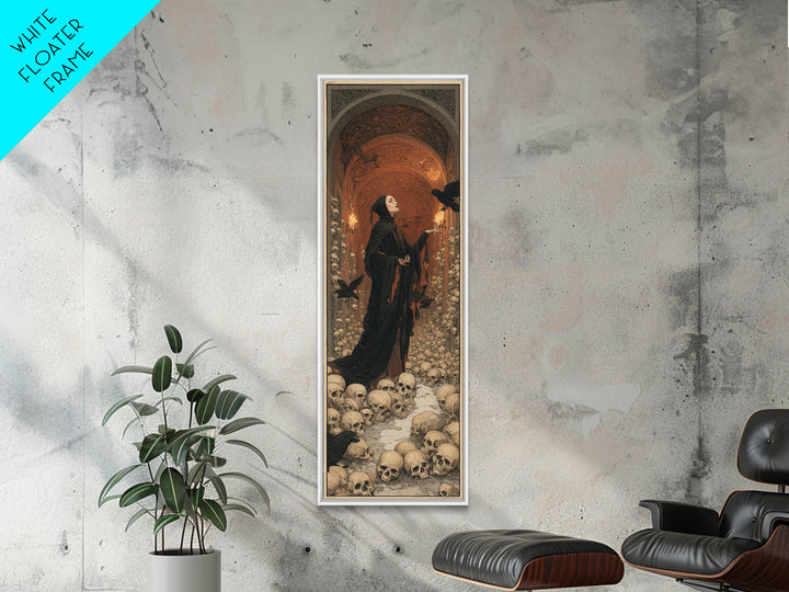 The Endless Catacombs, Symbolist Death Art, Tall Narrow Wall Art, Dark Fantasy Wall Art, Canvas Print, Halloween Wall Art