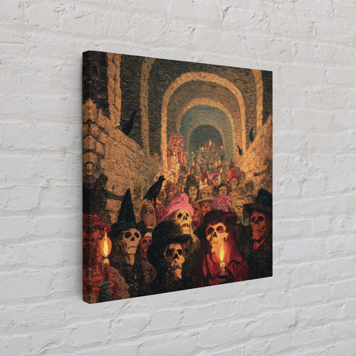 The Endless Catacombs, Grotesque Carnival Art, Square Wall Art, Macabre Wall Art, Framed Canvas Print, Halloween Wall Art