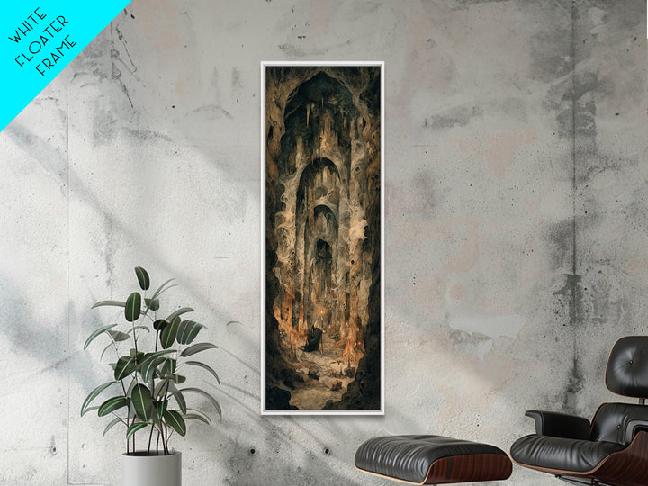 The Endless Catacombs, Gothic Storybook Art, Tall Narrow Wall Art, Dark Fantasy Wall Art, Canvas Print, Halloween Wall Art