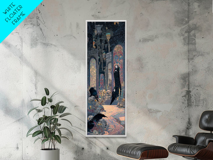 The Endless Catacombs, Stained Glass Gothic Art, Tall Narrow Wall Art, Dark Halloween Decor, Canvas Print, Halloween Wall Art