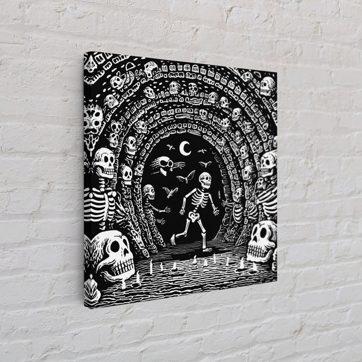 The Endless Catacombs, Macabre Folk Print Art, Square Wall Art, Macabre Wall Art, Framed Canvas Print, Halloween Wall Art