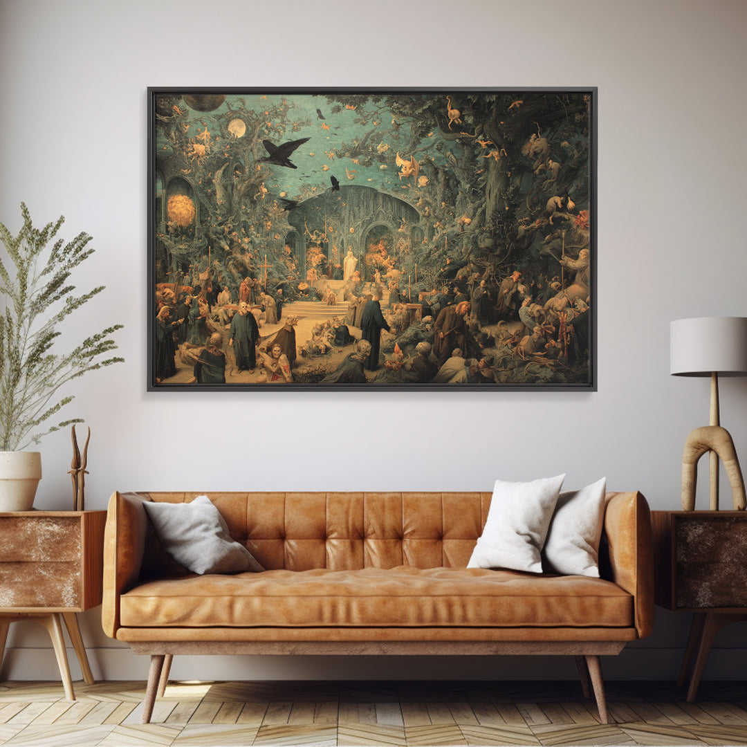 The Overgrown Chapel, Medieval Grotesque Art, Landscape Wall Art, Dark Fantasy Wall Art, Canvas Print, Halloween Wall Art