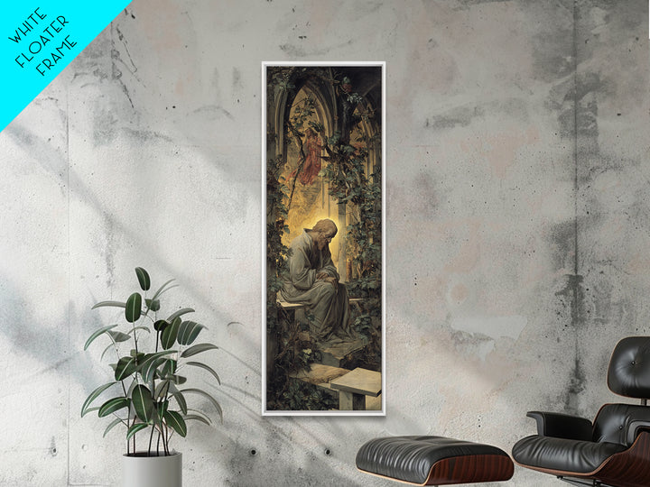 The Overgrown Chapel, Dark Renaissance Art, Tall Narrow Wall Art, Gothic Horror Wall Art, Framed Canvas Print, Halloween Wall Art
