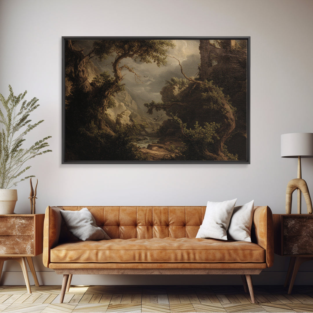 The Overgrown Chapel, Baroque Witchcraft Art, Landscape Wall Art, Dark Halloween Decor, Canvas Print, Halloween Wall Art