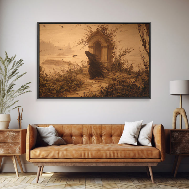 The Overgrown Chapel, Romantic Gothic Landscape, Landscape Wall Art, Gothic Horror Wall Art, Framed Canvas Print