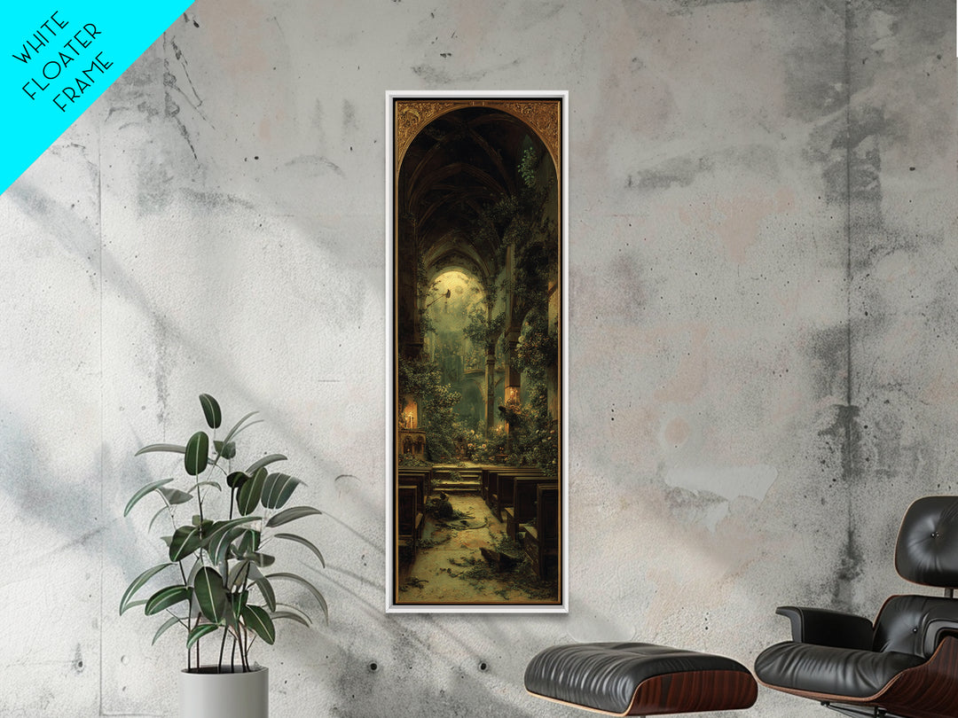 The Overgrown Chapel, Ornate Symbolist Art, Tall Narrow Wall Art, Dark Fantasy Wall Art, Canvas Print, Halloween Wall Art