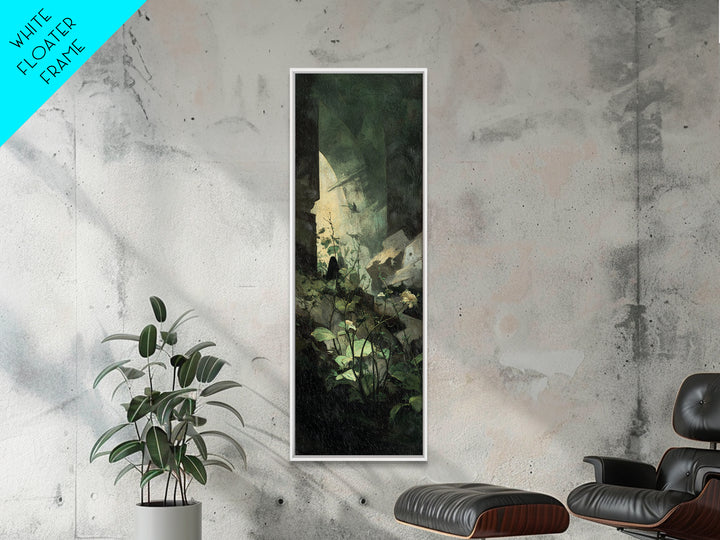 The Overgrown Chapel, Dark Symbolist Art, Tall Narrow Wall Art, Dark Halloween Decor, Canvas Print, Halloween Wall Art