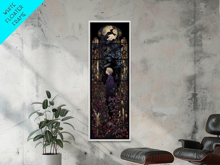 The Overgrown Chapel, Stained Glass Gothic Art, Tall Narrow Wall Art, Dark Fantasy Wall Art, Canvas Print, Halloween Wall Art