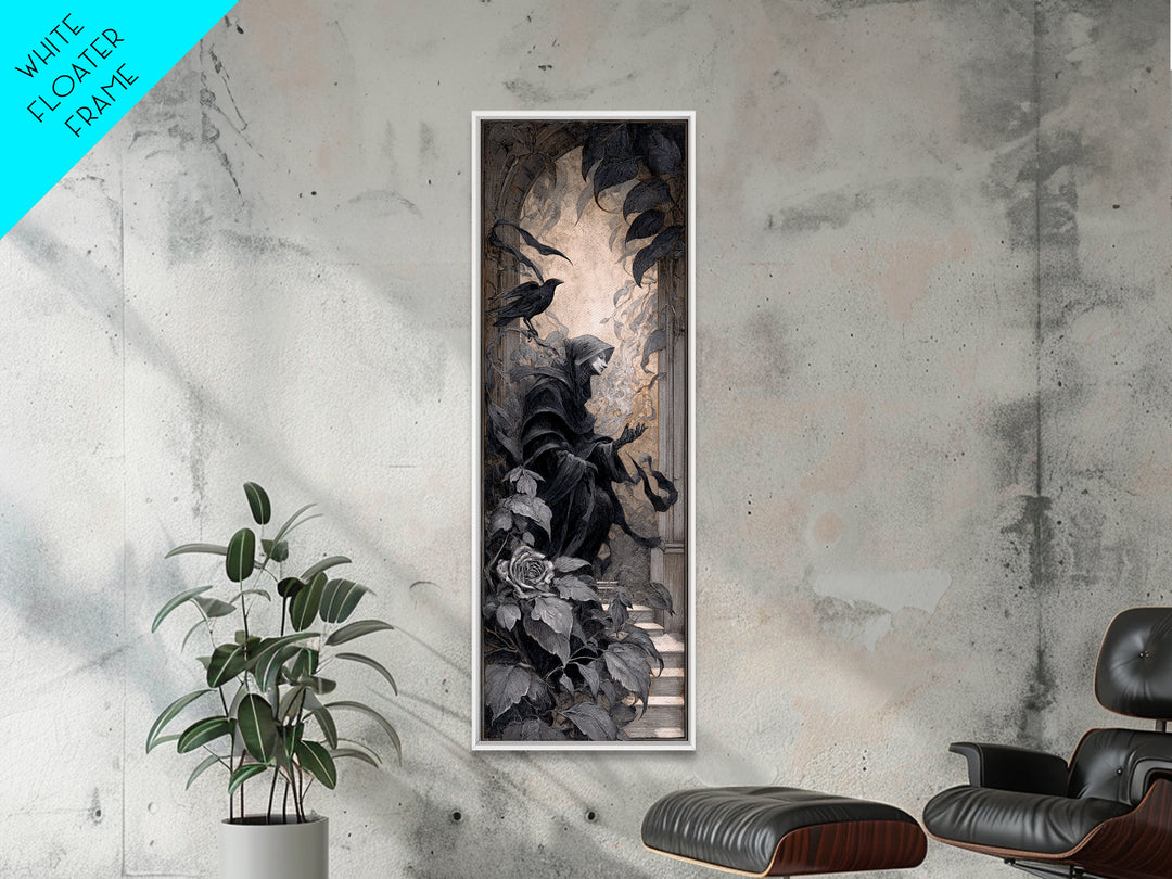 The Overgrown Chapel, Biomechanical Horror Art, Tall Narrow Wall Art, Macabre Wall Art, Canvas Print, Halloween Wall Art, Gothic Home Decor