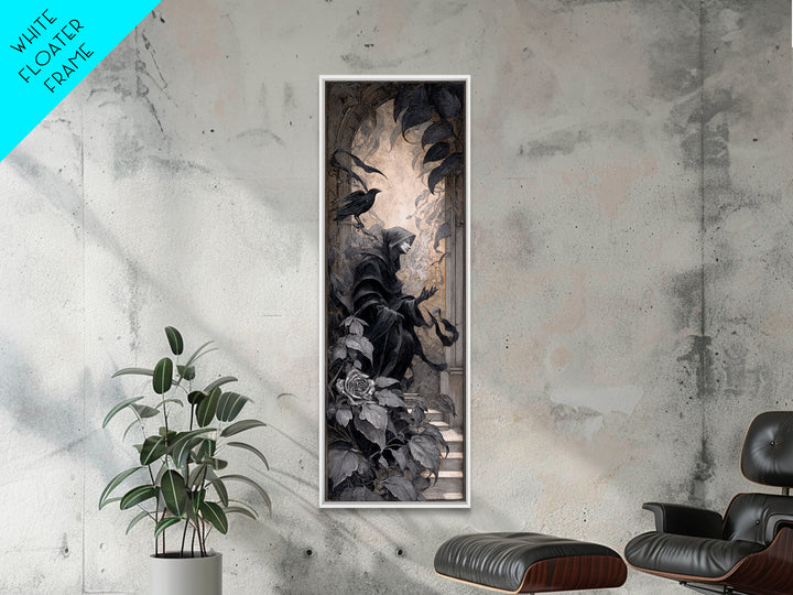 The Overgrown Chapel, Biomechanical Horror Art, Tall Narrow Wall Art, Macabre Wall Art, Canvas Print, Halloween Wall Art, Gothic Home Decor