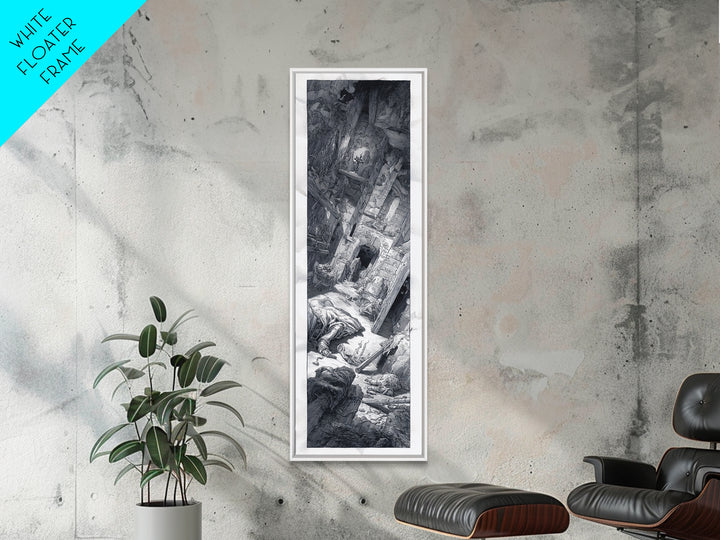 The Derelict Asylum, Renaissance Engraving Art, Tall Narrow Wall Art, Dark Halloween Decor, Framed Canvas Print, Halloween Wall Art