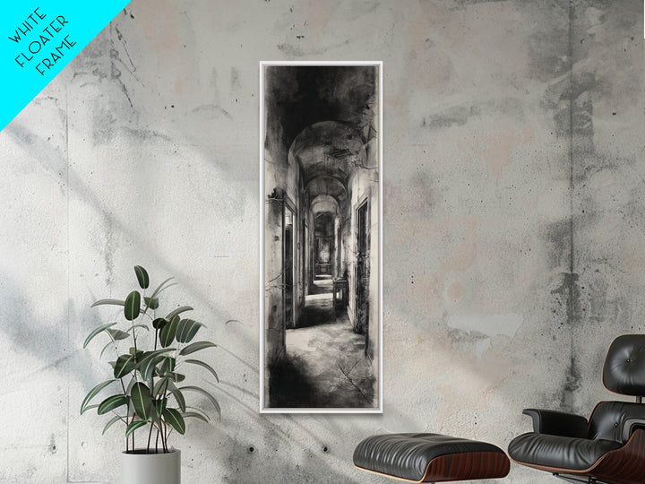 The Derelict Asylum, Symbolist Dream Art, Tall Narrow Wall Art, Gothic Horror Wall Art, Framed Canvas Print, Halloween Wall Art