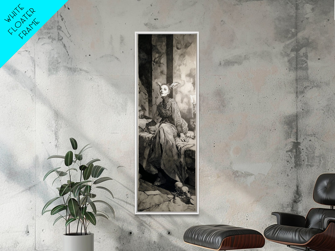 The Derelict Asylum, Decadent Gothic Art, Tall Narrow Wall Art, Dark Fantasy Wall Art, Framed Canvas Print, Halloween Wall Art