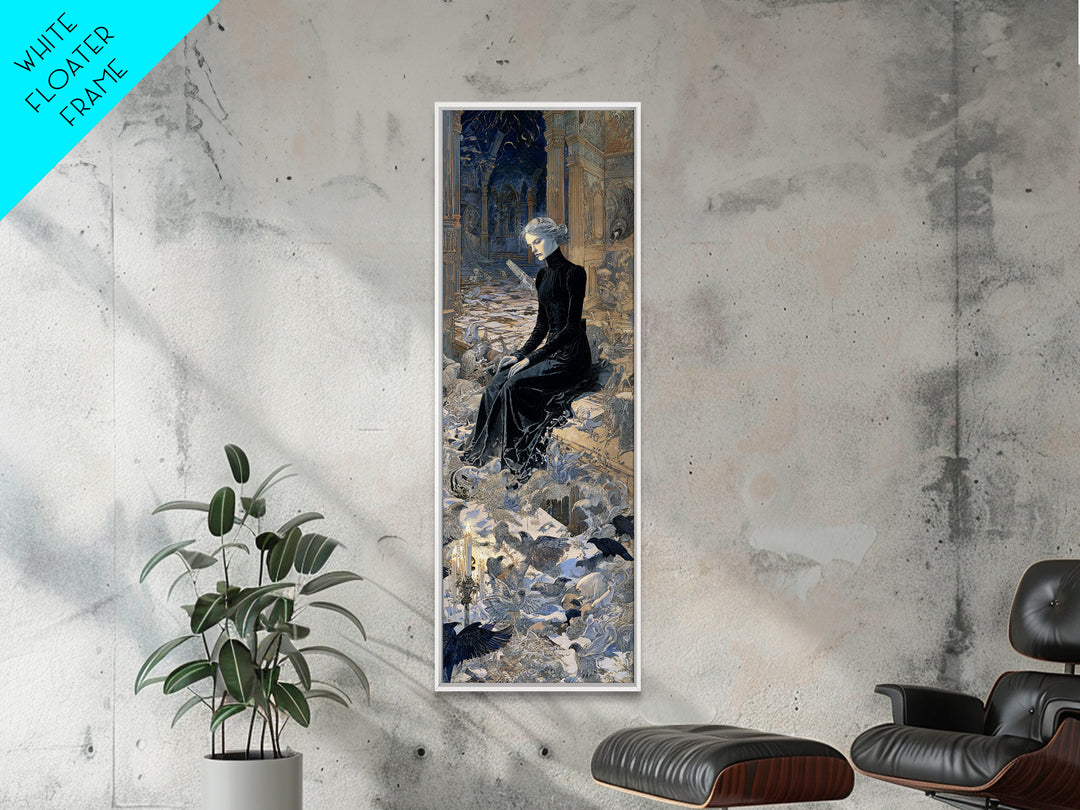 The Derelict Asylum, Symbolist Death Art, Tall Narrow Wall Art, Dark Fantasy Wall Art, Framed Canvas Print, Halloween Wall Art