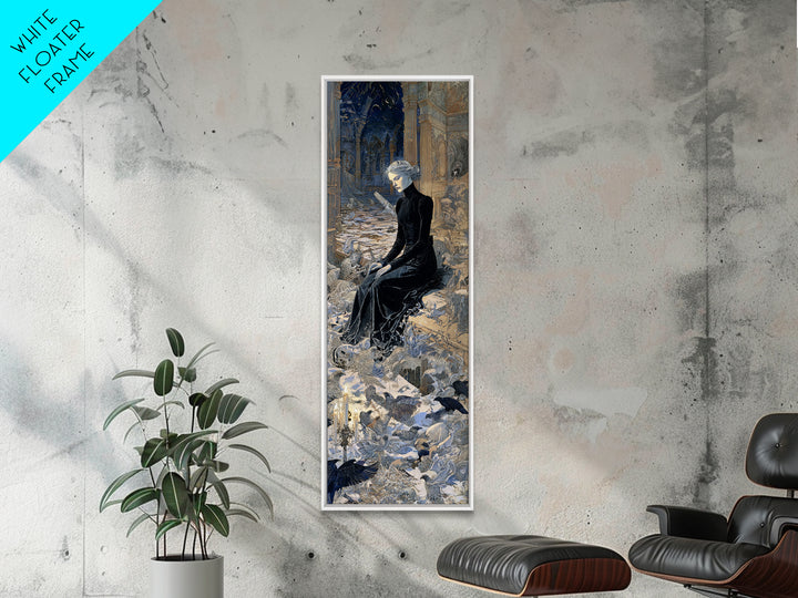 The Derelict Asylum, Symbolist Death Art, Tall Narrow Wall Art, Dark Fantasy Wall Art, Framed Canvas Print, Halloween Wall Art