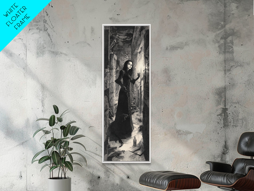 The Derelict Asylum, Expressionist Nightmare Art, Tall Narrow Wall Art, Dark Fantasy Wall Art, Framed Canvas Print, Halloween Wall Art