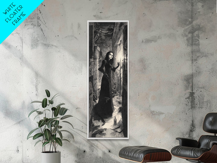 The Derelict Asylum, Expressionist Nightmare Art, Tall Narrow Wall Art, Dark Fantasy Wall Art, Framed Canvas Print, Halloween Wall Art