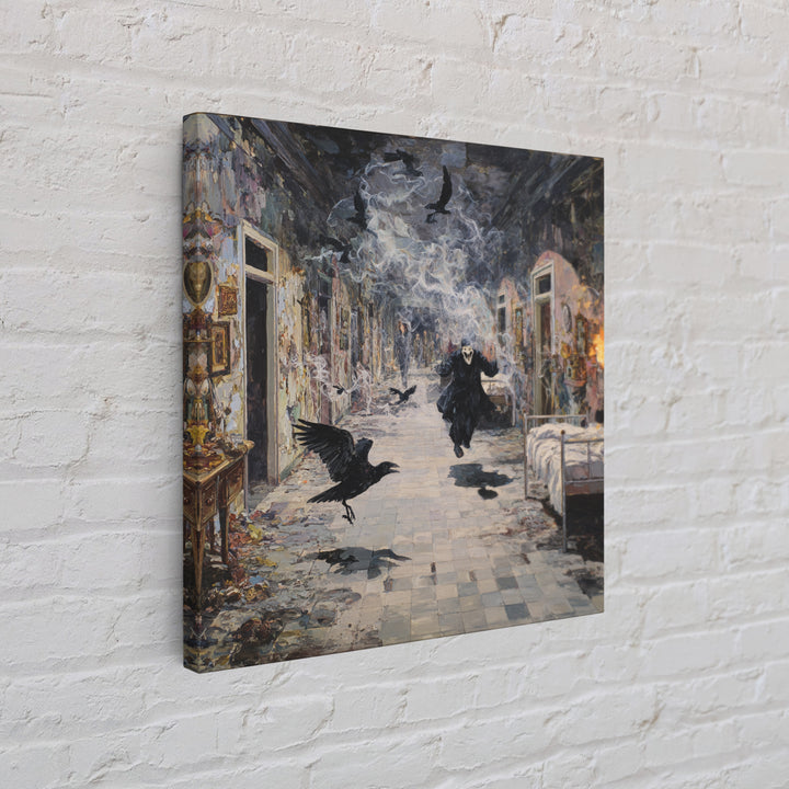 The Derelict Asylum, Grotesque Carnival Art, Square Wall Art, Gothic Horror Wall Art, Framed Canvas Print, Halloween Wall Art
