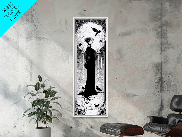 The Derelict Asylum, Decadent Line Art, Tall Narrow Wall Art, Dark Halloween Decor, Canvas Print, Halloween Wall Art