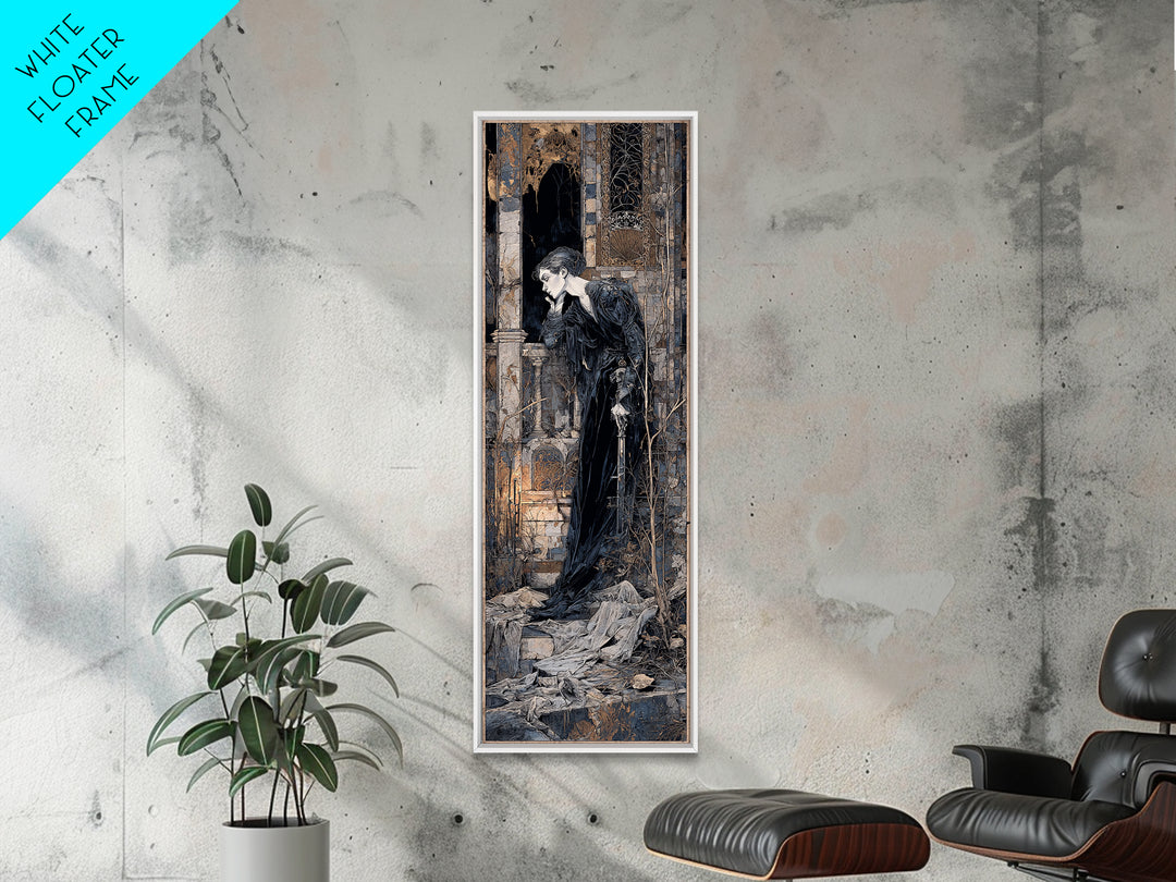 The Derelict Asylum, Stained Glass Gothic Art, Tall Narrow Wall Art, Dark Fantasy Wall Art, Framed Canvas Print, Halloween Wall Art