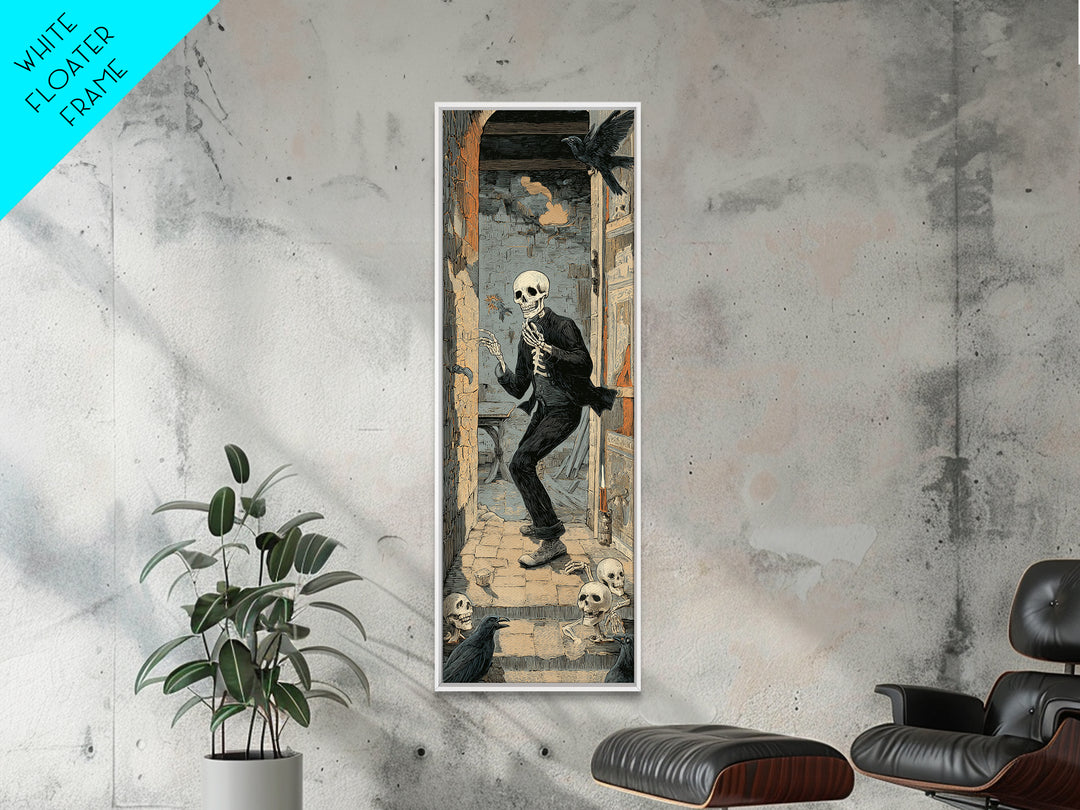 The Derelict Asylum, Macabre Folk Print Art, Tall Narrow Wall Art, Dark Fantasy Wall Art, Framed Canvas Print