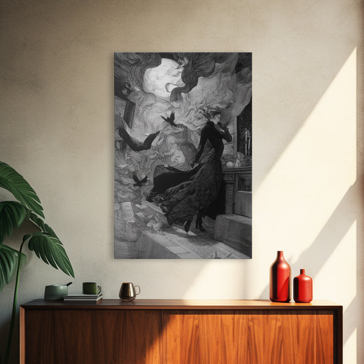 The Derelict Asylum, Victorian Macabre Art, Vertical Wall Art, Dark Halloween Decor, Framed Canvas Print, Halloween Wall Art