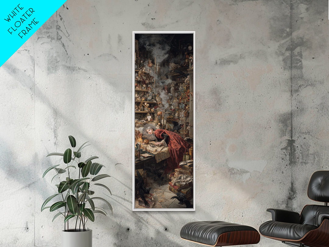 The Midnight Antique Shop, Gothic Nightmare Art, Tall Narrow Wall Art, Macabre Wall Art, Framed Canvas Print, Halloween Wall Art