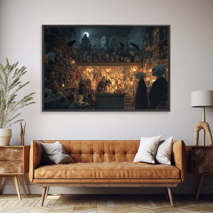The Midnight Antique Shop, Romantic Gothic Landscape, Landscape Wall Art, Macabre Wall Art, Canvas Print, Halloween Wall Art