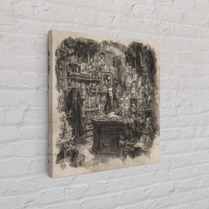 The Midnight Antique Shop, Decadent Gothic Art, Square Wall Art, Gothic Horror Wall Art, Framed Canvas Print, Halloween Wall Art