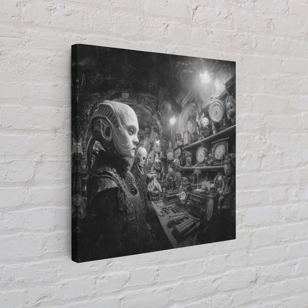 The Midnight Antique Shop, Biomechanical Horror Art, Square Wall Art, Macabre Wall Art, Framed Canvas Print, Halloween Wall Art