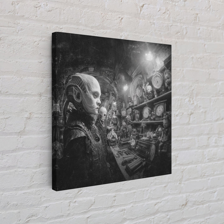 The Midnight Antique Shop, Biomechanical Horror Art, Square Wall Art, Macabre Wall Art, Framed Canvas Print, Halloween Wall Art