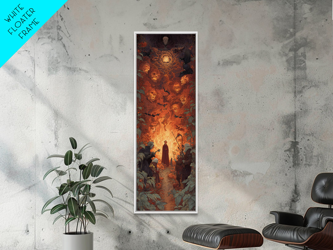 The Pumpkin Patch Maze, Visionary Gothic Art, Tall Narrow Wall Art, Dark Fantasy Wall Art, Framed Canvas Print, Halloween Wall Art