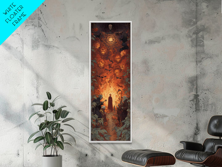 The Pumpkin Patch Maze, Visionary Gothic Art, Tall Narrow Wall Art, Dark Fantasy Wall Art, Framed Canvas Print, Halloween Wall Art