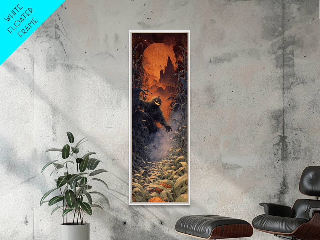 The Pumpkin Patch Maze, Apocalyptic Romantic Art, Tall Narrow Wall Art, Macabre Wall Art, Canvas Print, Halloween Wall Art