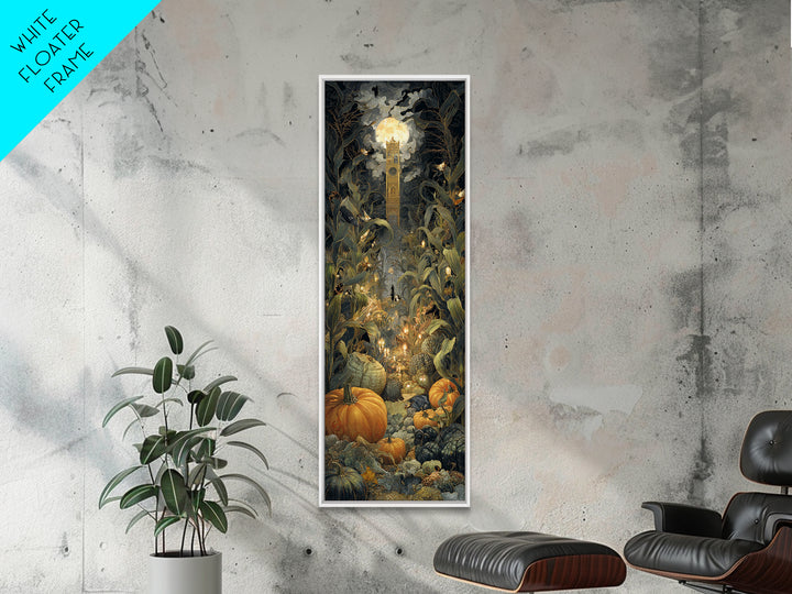 The Pumpkin Patch Maze, Ornate Symbolist Art, Tall Narrow Wall Art, Dark Halloween Decor, Canvas Print, Halloween Wall Art