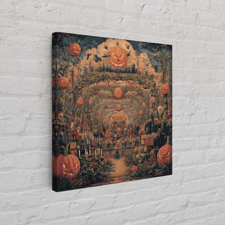 The Pumpkin Patch Maze, Grotesque Carnival Art, Square Wall Art, Dark Halloween Decor, Canvas Print, Halloween Wall Art, Macabre Wall Art