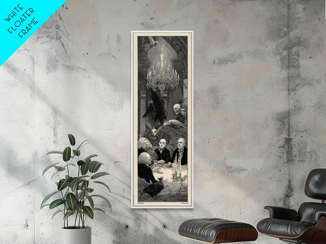 The Haunted Hotel, Renaissance Engraving Art, Tall Narrow Wall Art, Dark Fantasy Wall Art, Canvas Print, Halloween Wall Art