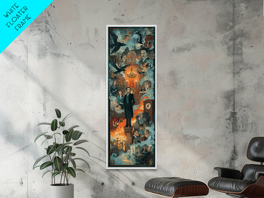 The Haunted Hotel, Gothic Nightmare Art, Tall Narrow Wall Art, Dark Fantasy Wall Art, Framed Canvas Print, Halloween Wall Art