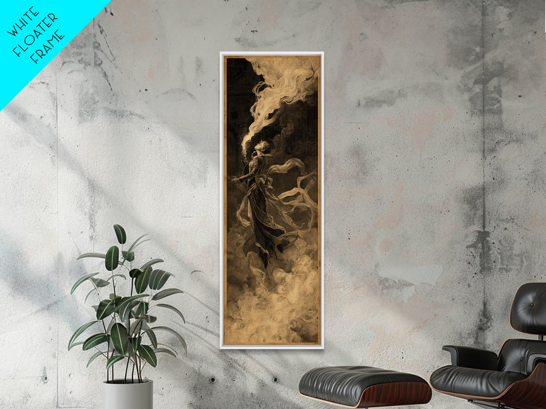 The Haunted Hotel, Apocalyptic Romantic Art, Tall Narrow Wall Art, Macabre Wall Art, Framed Canvas Print, Halloween Wall Art